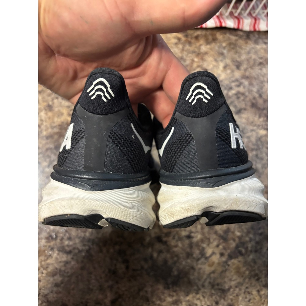 Hoka Clifton 9 Wide Running Shoes Womens 7.5D Black White Sneakers 1132211 BWHT - Picture 5 of 12